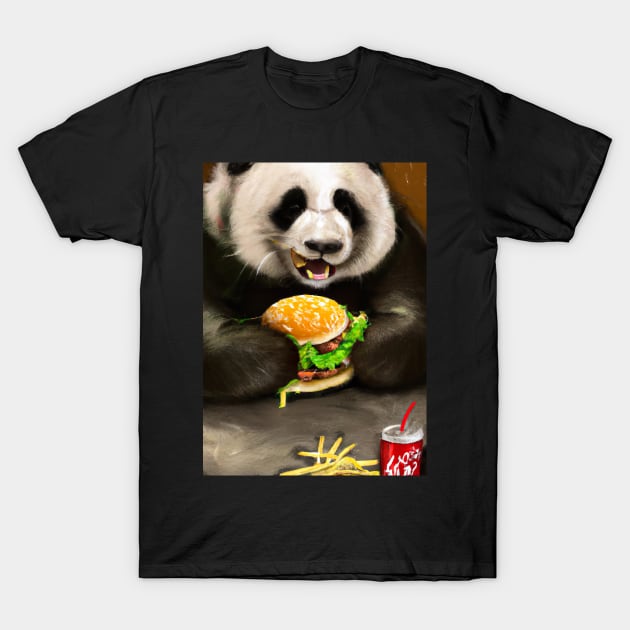 Panda eating Fast Food T-Shirt by maxcode